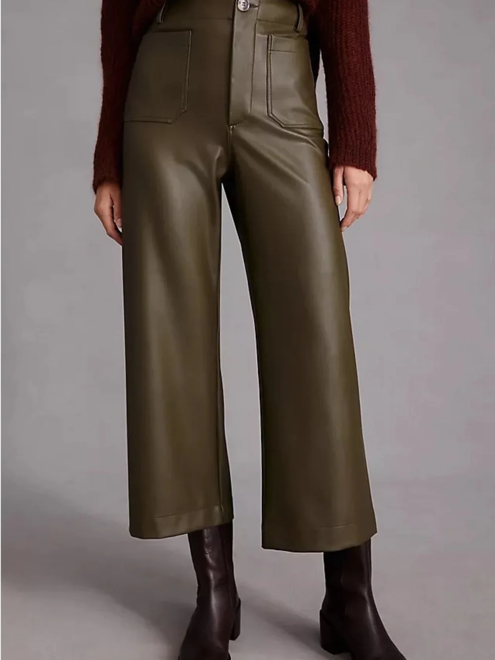 Nwot Maeve olive faux leather colette pants sz 25 - Picture 2 of 8
